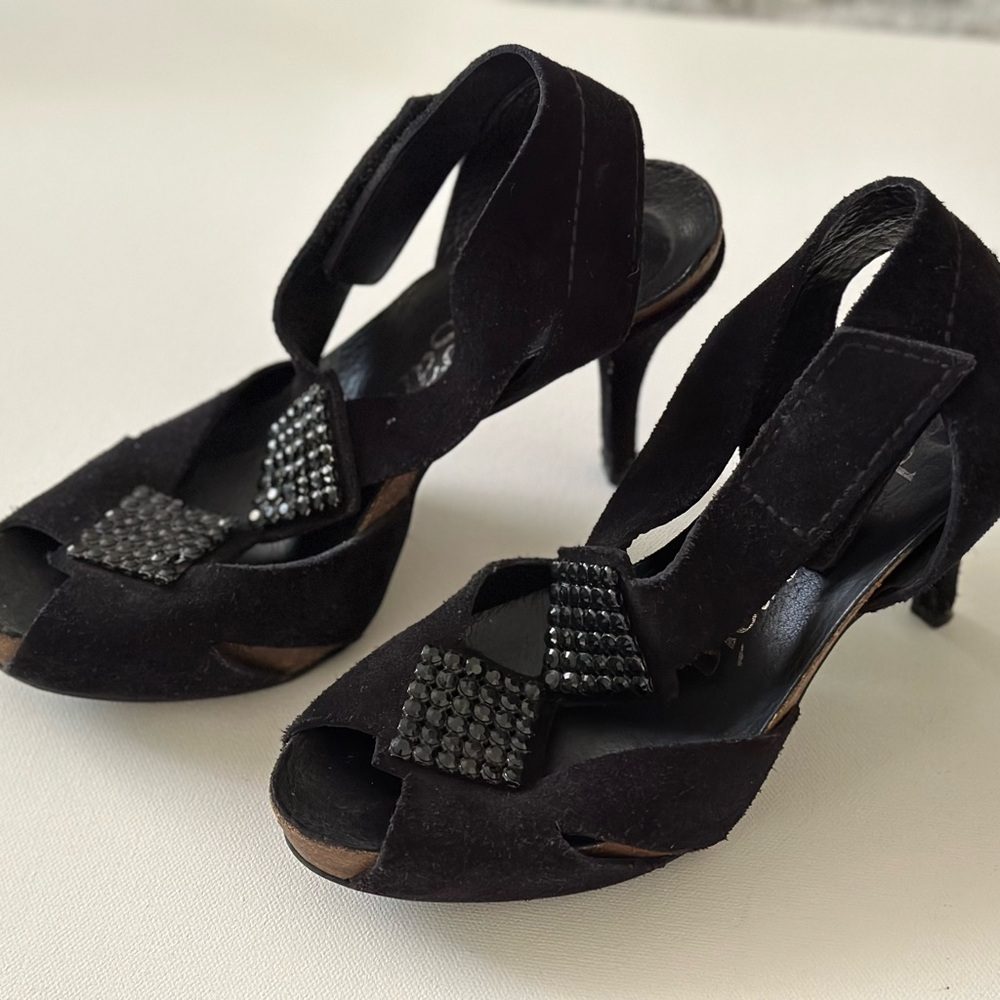 Pedro Garcia Black Crystal Velcro heel